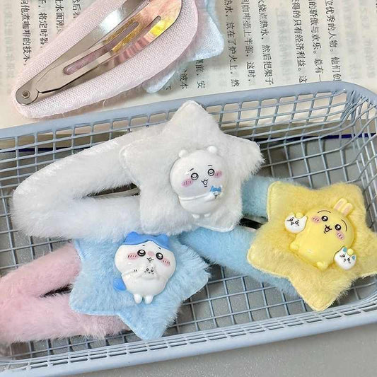 Chiikawa Hachiware Usagi Plush Hair Clip - Cute & Sweet BB Clip for Fringes and Baby Hairs