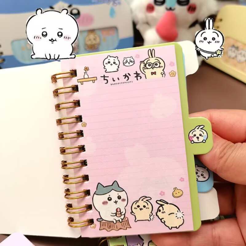 Chiikawa Matte Color Page Spiral Notebook - Cute Mini Portable Tearable Sticky Notes