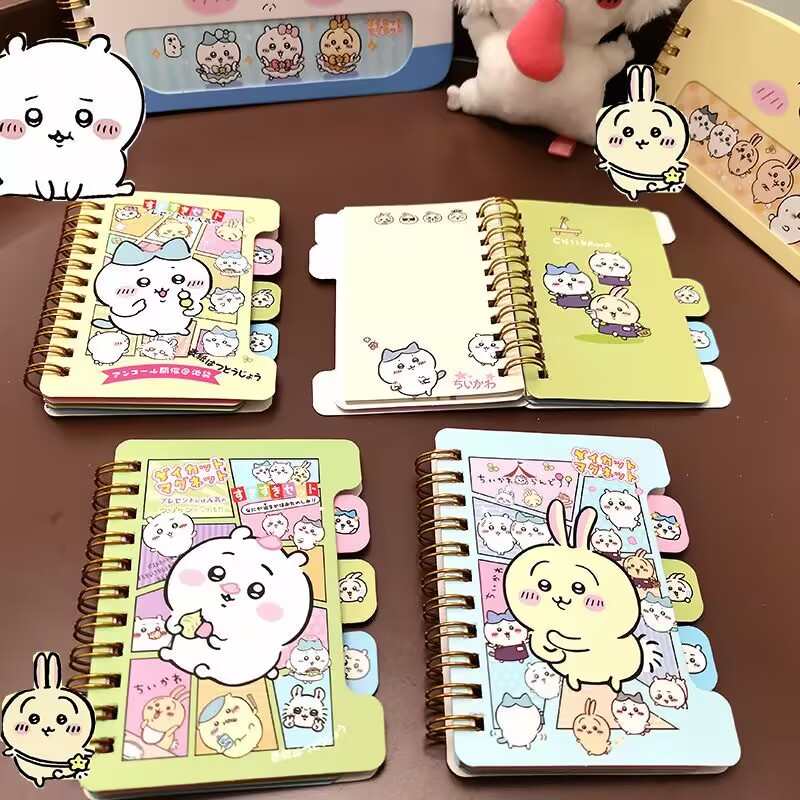 Chiikawa Matte Color Page Spiral Notebook - Cute Mini Portable Tearable Sticky Notes