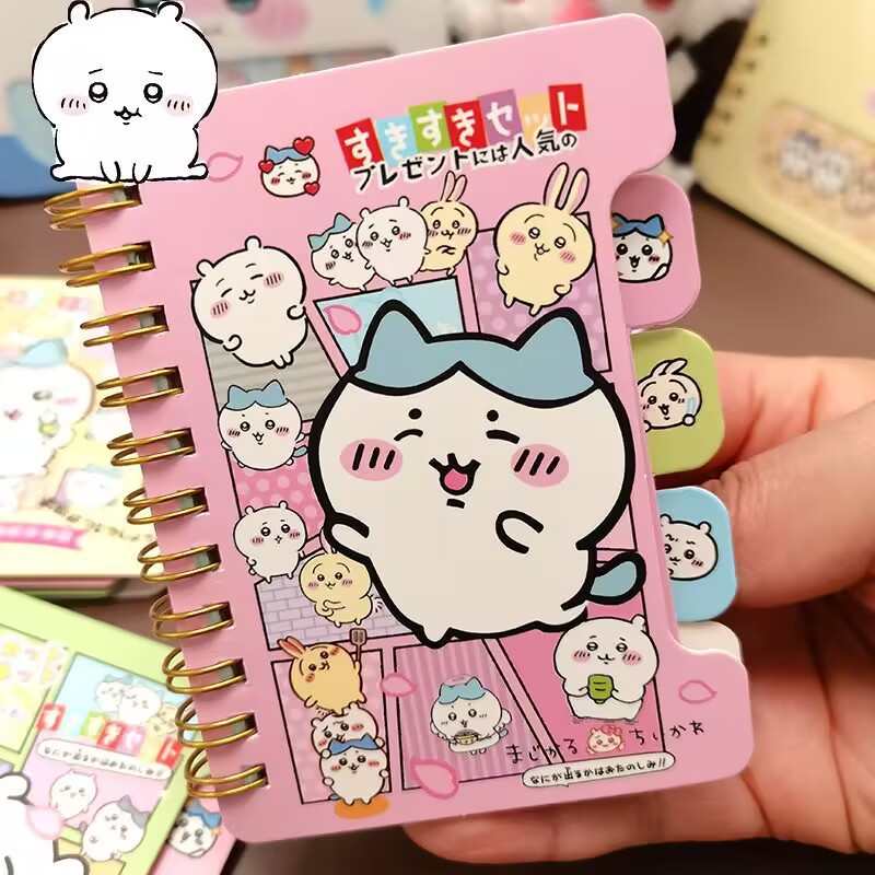 Chiikawa Matte Color Page Spiral Notebook - Cute Mini Portable Tearable Sticky Notes