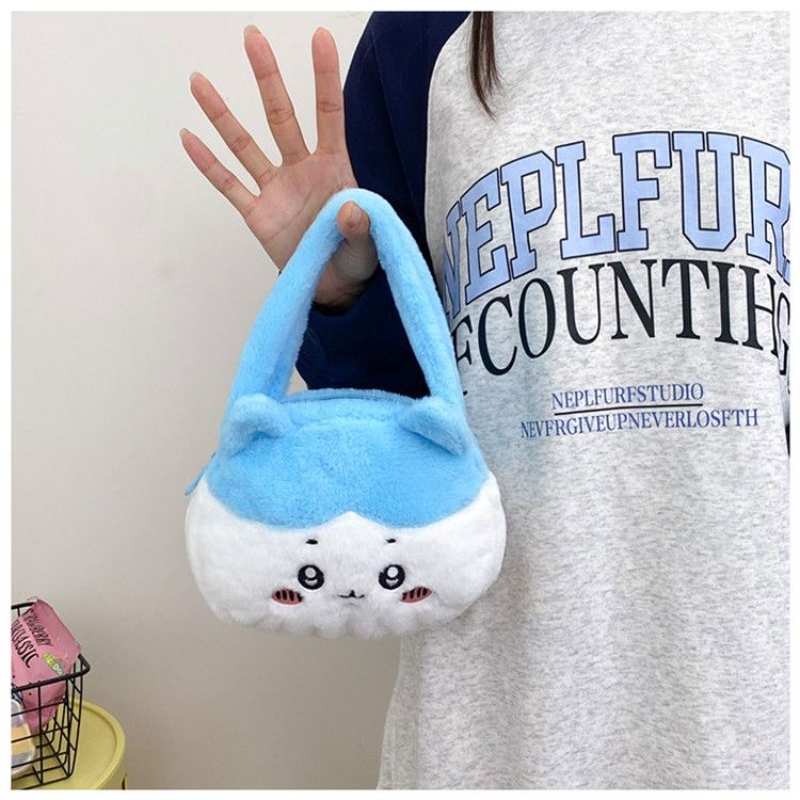 Small Chiikawa Plush Bunny Head Shoulder Bag - Usagi Hachiware JK Style Cute Girl's Big Head Bag