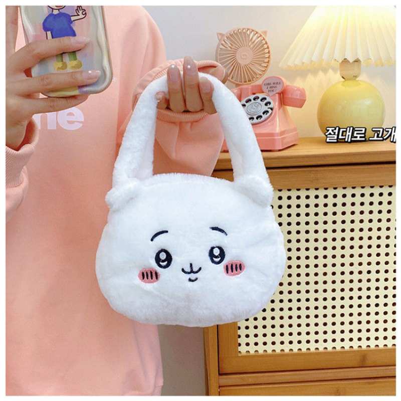 Small Chiikawa Plush Bunny Head Shoulder Bag - Usagi Hachiware JK Style Cute Girl's Big Head Bag