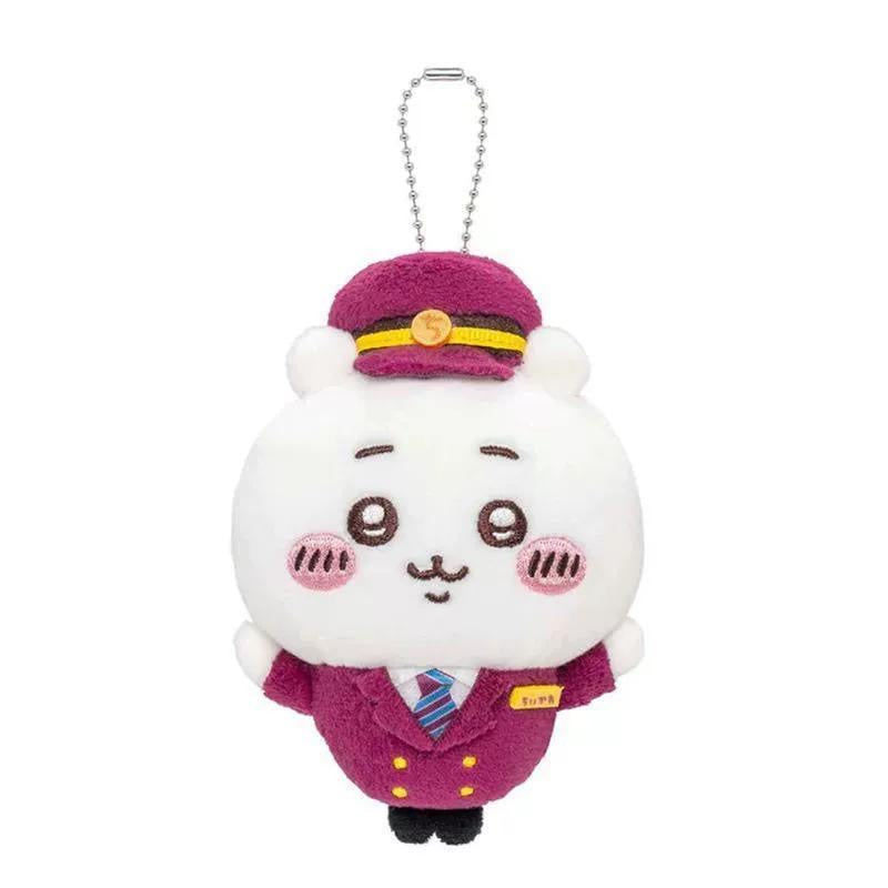 Chiikawa Train Conductor Series Plush Keychain - Hachiware Usagi Design
