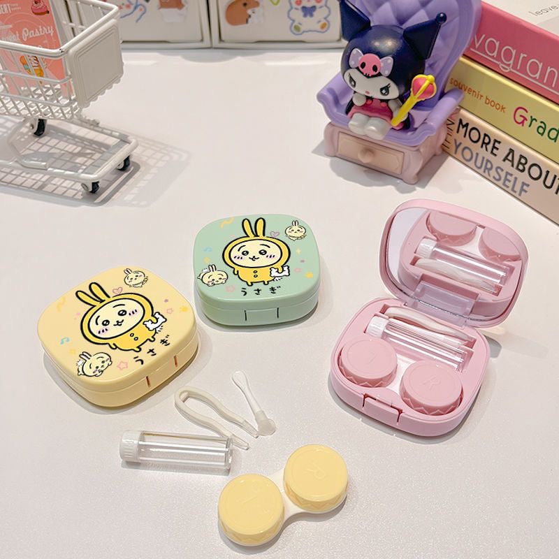 Creamy Chiikawa Usagi Hachiware Contact Lens Case – Portable & Cute Daily Lens Companion