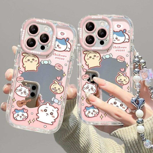 Chiikawa Usagi Hachiware Mirror iPhone Case with Chain – Soft Cover(Free Shipping Over $18)