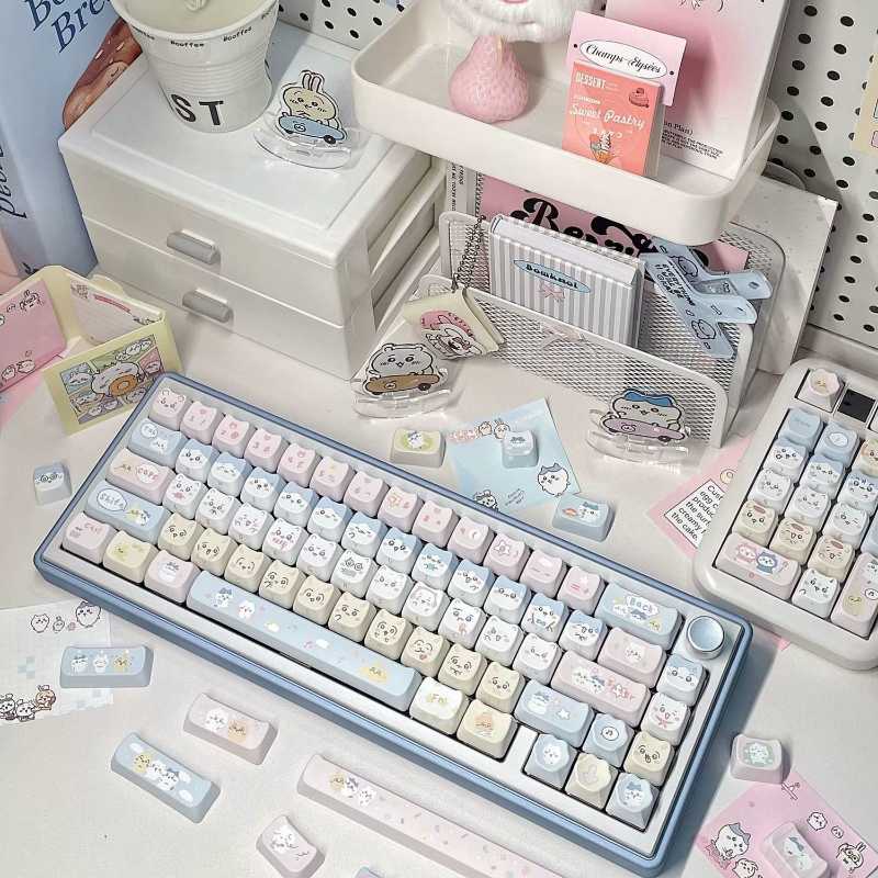 Cute Chiikawa Keycaps - MAO Height PBT Heat Sublimation, Hachiware Usagi Design