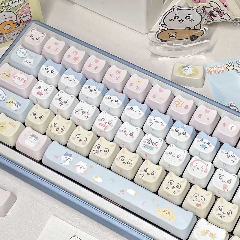 Cute Chiikawa Keycaps - MAO Height PBT Heat Sublimation, Hachiware Usagi Design