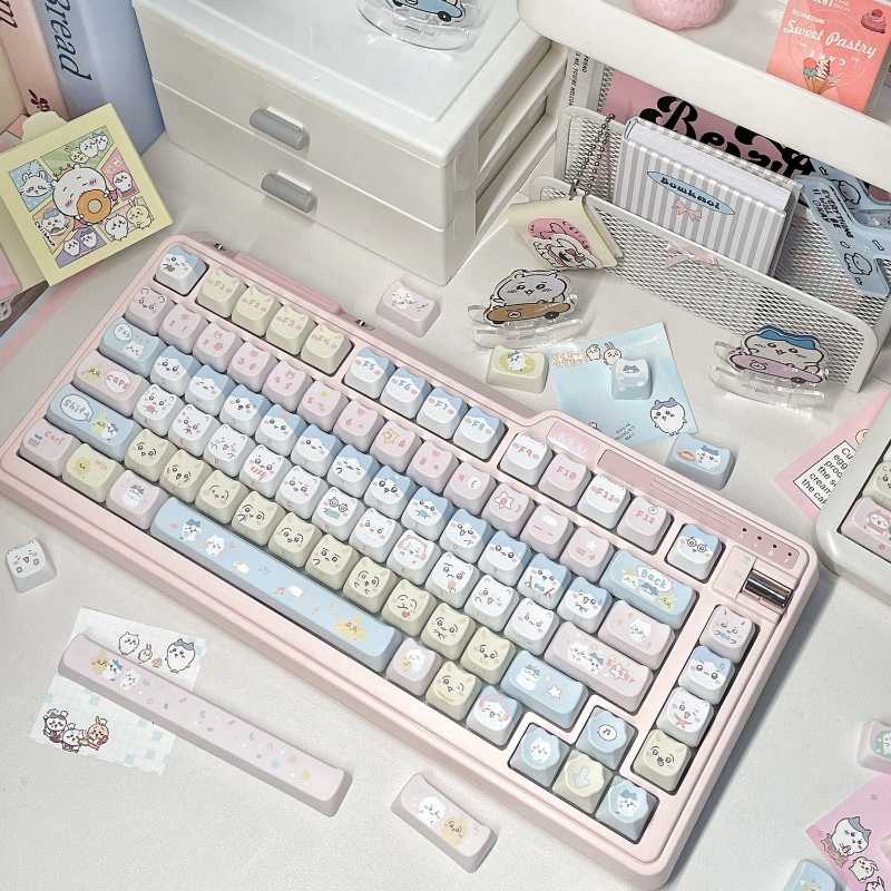 Cute Chiikawa Keycaps - MAO Height PBT Heat Sublimation, Hachiware Usagi Design