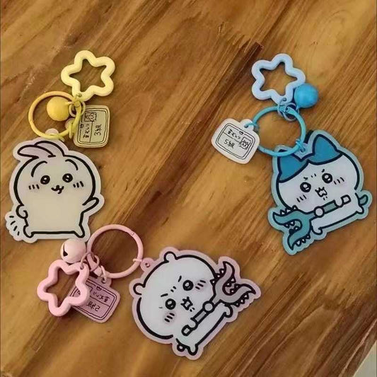 Cute Chiikawa, Usagi, Hachiware Acrylic Cartoon Bell Keychain（Free shipping Over $18)）