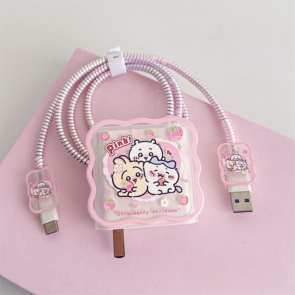 Cute Strawberry Chiikawa Soft Charger Case Suitable for 20W  iPhone Charger