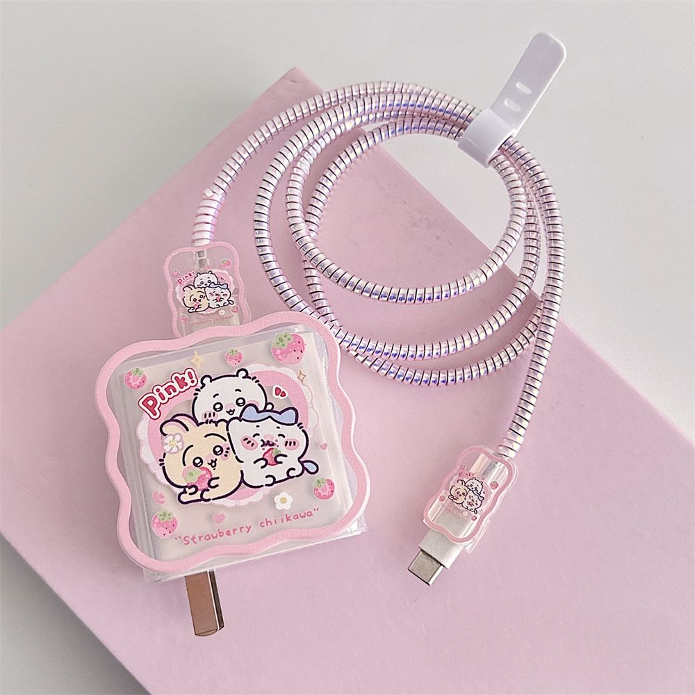 Cute Strawberry Chiikawa Soft Charger Case Suitable for 20W  iPhone Charger