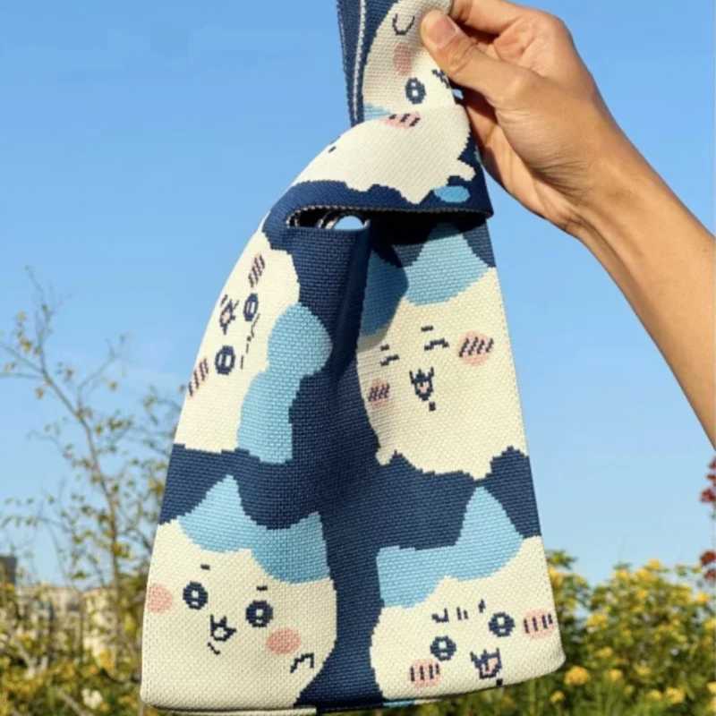 Chiikawa Knitted Wristlet Handbag – Cute Usagi, Hachiware & Momonga Portable Tote Bag
