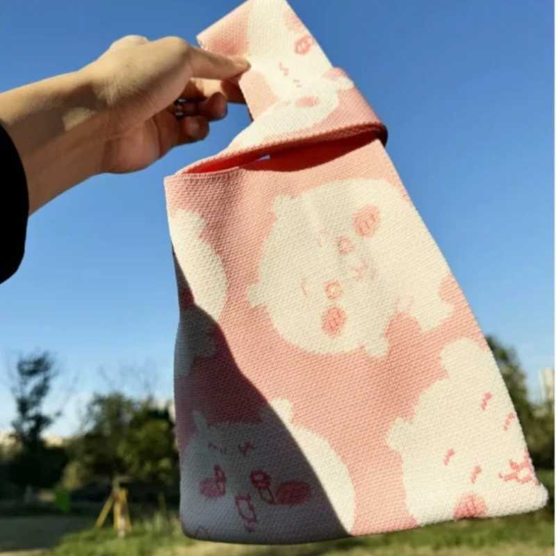 Chiikawa Knitted Wristlet Handbag – Cute Usagi, Hachiware & Momonga Portable Tote Bag
