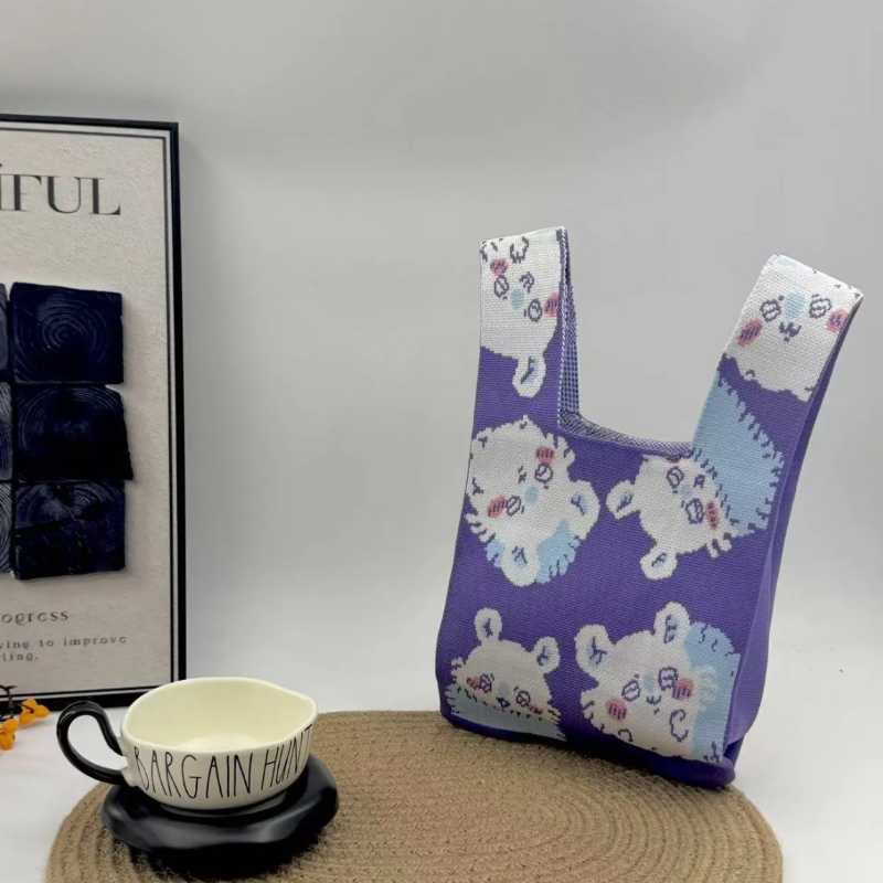 Chiikawa Knitted Wristlet Handbag – Cute Usagi, Hachiware & Momonga Portable Tote Bag