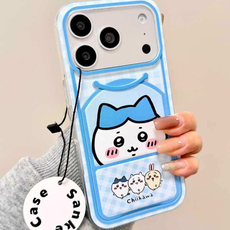 Chiikawa Flip Wallet Phone Case with Stand – Usagi & Hachiware Cute Protective Cover for iPhone 17 / 16 / 14 Pro Max / 13