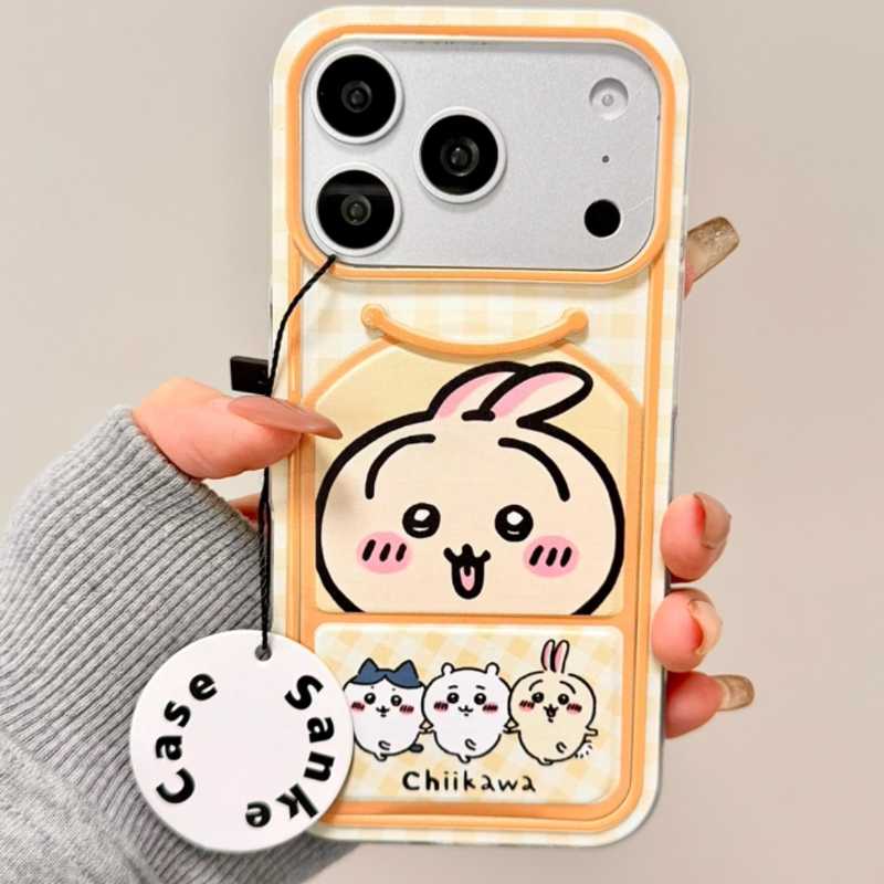 Chiikawa Flip Wallet Phone Case with Stand – Usagi & Hachiware Cute Protective Cover for iPhone 17 / 16 / 14 Pro Max / 13