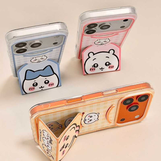 Chiikawa Flip Wallet Phone Case with Stand – Usagi & Hachiware Cute Protective Cover for iPhone 17 / 16 / 14 Pro Max / 13