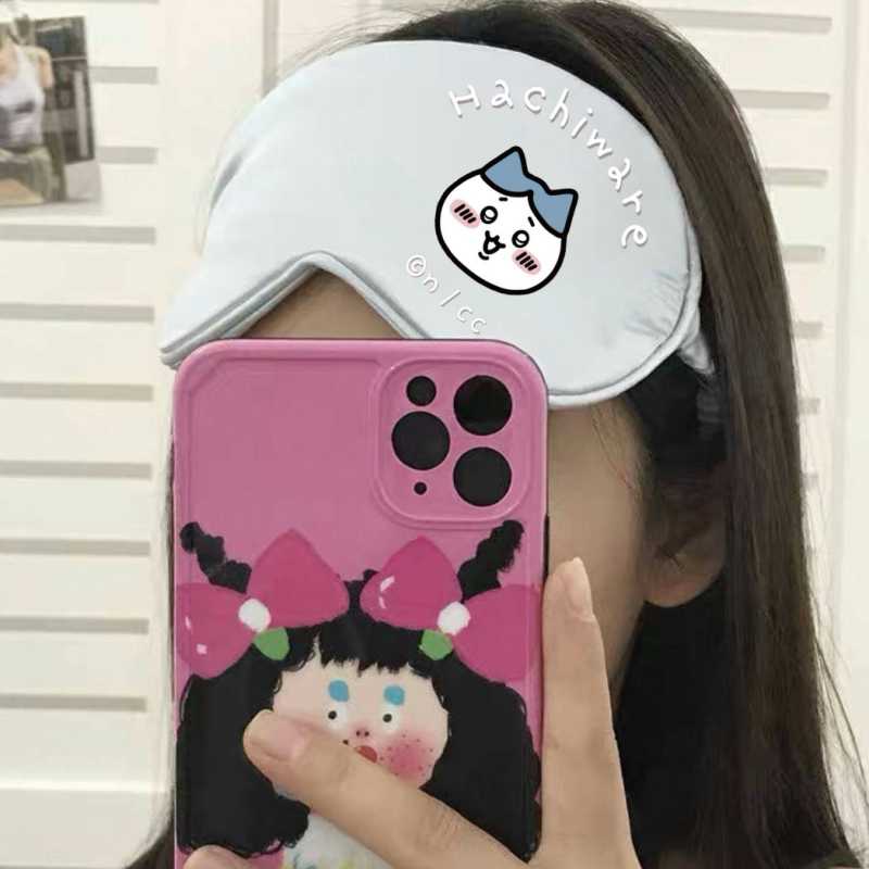 Chiikawa Usagi Hachiware Printed Sleep Mask - Cute Cartoon Light Blocking Eye Mask for Naps