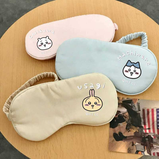 Chiikawa Usagi Hachiware Printed Sleep Mask - Cute Cartoon Light Blocking Eye Mask for Naps
