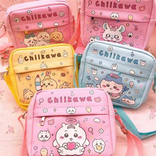 Square Chiikawa Cute Crossbody Bag – Usagi & Hachiware Cartoon Girls Shoulder Bag, Kawaii Kids Travel Mini Storage Bag