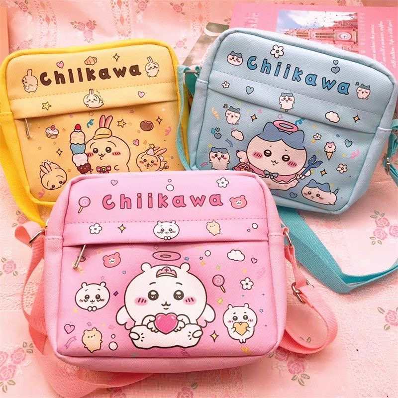 Square Chiikawa Cute Crossbody Bag – Usagi & Hachiware Cartoon Girls Shoulder Bag, Kawaii Kids Travel Mini Storage Bag