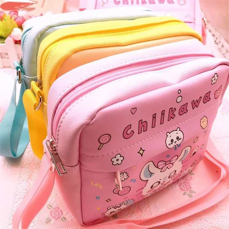 Square Chiikawa Cute Crossbody Bag – Usagi & Hachiware Cartoon Girls Shoulder Bag, Kawaii Kids Travel Mini Storage Bag