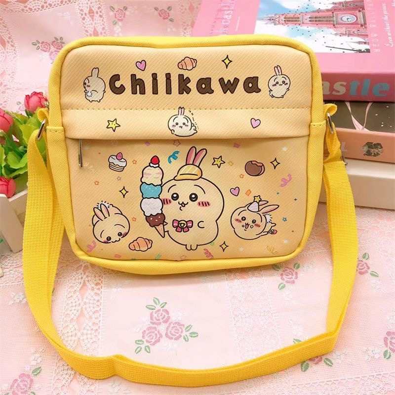 Square Chiikawa Cute Crossbody Bag – Usagi & Hachiware Cartoon Girls Shoulder Bag, Kawaii Kids Travel Mini Storage Bag