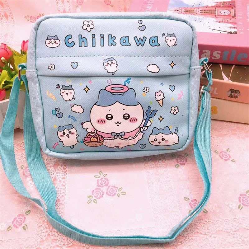Square Chiikawa Cute Crossbody Bag – Usagi & Hachiware Cartoon Girls Shoulder Bag, Kawaii Kids Travel Mini Storage Bag