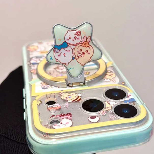 Chiikawa Usagi Hachiware Magnetic Stand iPhone Case – Foldable Kickstand Shockproof Cover for iPhone 17 / 16 / 15 / 14 Pro Max