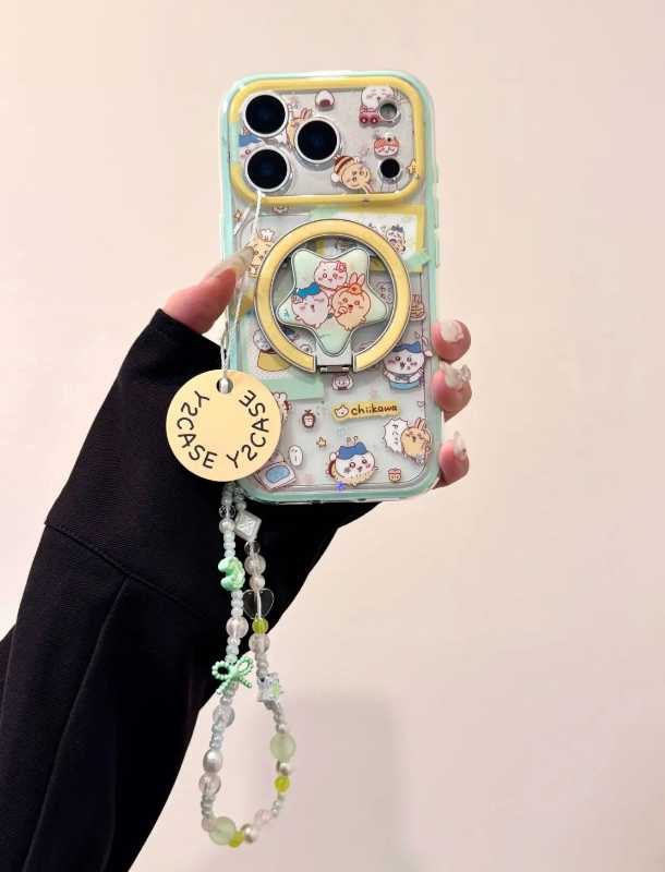 Chiikawa Usagi Hachiware Magnetic Stand iPhone Case – Foldable Kickstand Shockproof Cover for iPhone 17 / 16 / 15 / 14 Pro Max