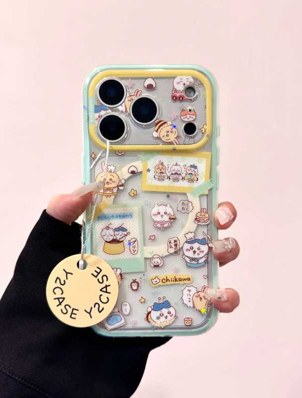Chiikawa Usagi Hachiware Magnetic Stand iPhone Case – Foldable Kickstand Shockproof Cover for iPhone 17 / 16 / 15 / 14 Pro Max