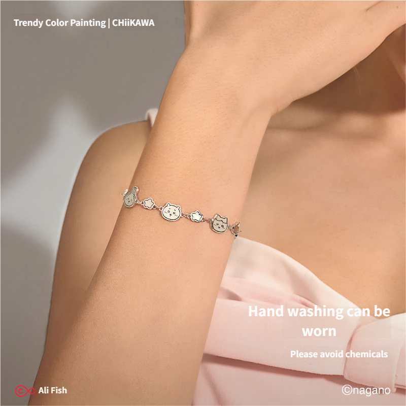 Official Chiikawa Bracelet – Usagi & Hachiware Cute Cartoon Charm Bracelet for Women, Kawaii Gift Jewelry