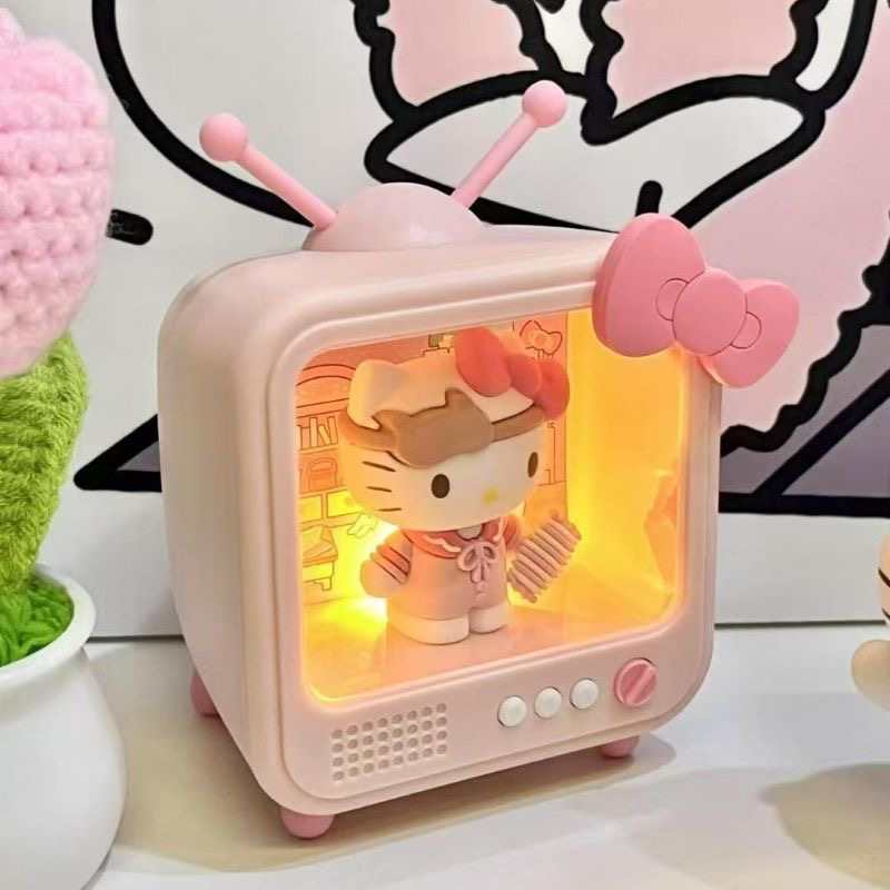 Sanrio TV-Shaped Glowing Night Light – Hello Kitty Cartoon Desk Lamp, Perfect Birthday Gift for Girls