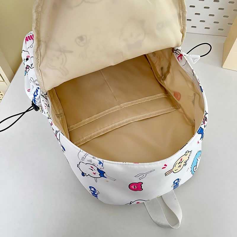 Chiikawa Cartoon Backpack- Usagi & Hachiware Print,Lightweight Large-Capacity School Bag,Cute Everyday Commute