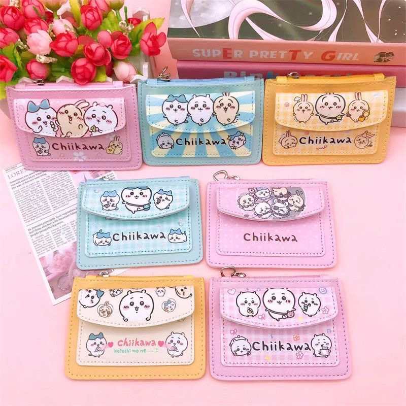 Chiikawa Usagi & Hachiware PU Card Holder – Cute Cartoon Zipper Wallet & Coin Purse for Students