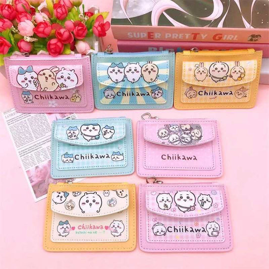 Chiikawa Usagi & Hachiware PU Card Holder – Cute Cartoon Zipper Wallet & Coin Purse for Students