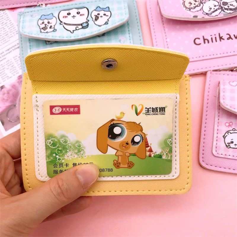 Chiikawa Usagi & Hachiware PU Card Holder – Cute Cartoon Zipper Wallet & Coin Purse for Students