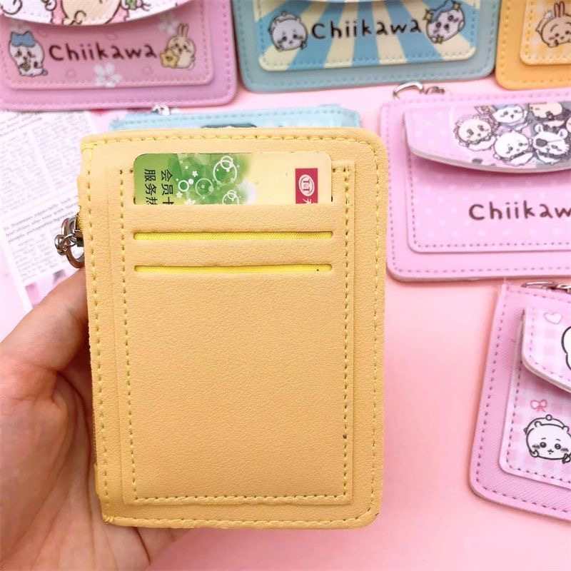 Chiikawa Usagi & Hachiware PU Card Holder – Cute Cartoon Zipper Wallet & Coin Purse for Students