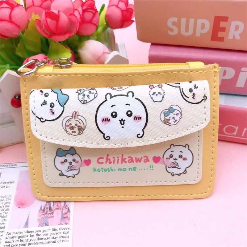 Chiikawa Usagi & Hachiware PU Card Holder – Cute Cartoon Zipper Wallet & Coin Purse for Students