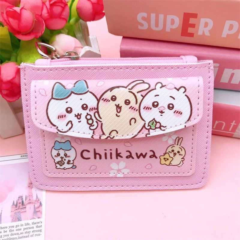 Chiikawa Usagi & Hachiware PU Card Holder – Cute Cartoon Zipper Wallet & Coin Purse for Students