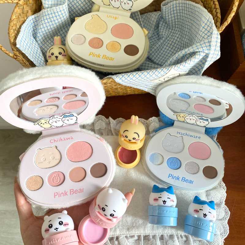 Chiikawa x Pinkbear Collaboration Make-up Set Box -Lip Gloss/Lip Mud/Eyeshadow Palette/Blush