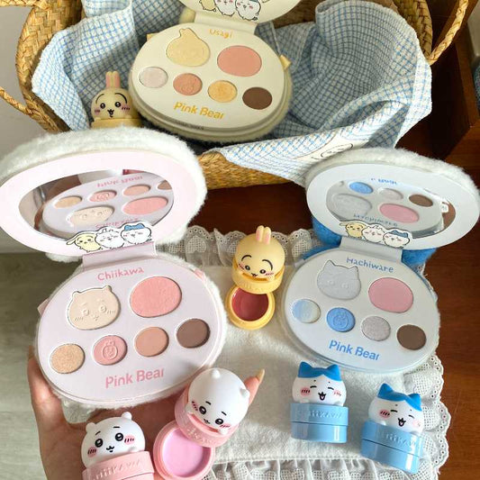 Chiikawa x Pinkbear Collaboration Make-up Set Box -Lip Gloss/Lip Mud/Eyeshadow Palette/Blush