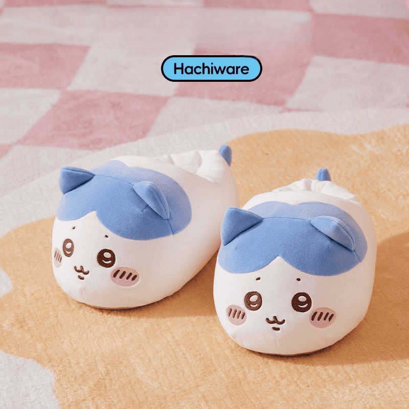 Chiikawa Couple Plush Slippers - Cute Cartoon Home Fuzzy Slippers for Women