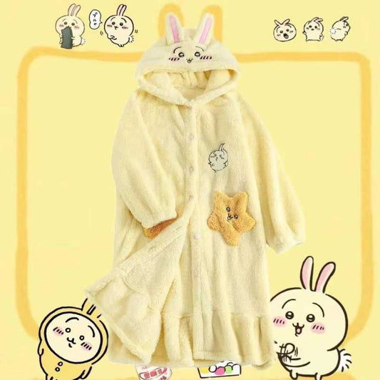 Chiikawa Usagi Winter Long Robe Jumpsuit – Unisex Cozy Loungewear Pajamas for Autumn & Winter