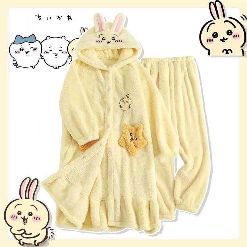 Chiikawa Usagi Winter Long Robe Jumpsuit – Unisex Cozy Loungewear Pajamas for Autumn & Winter