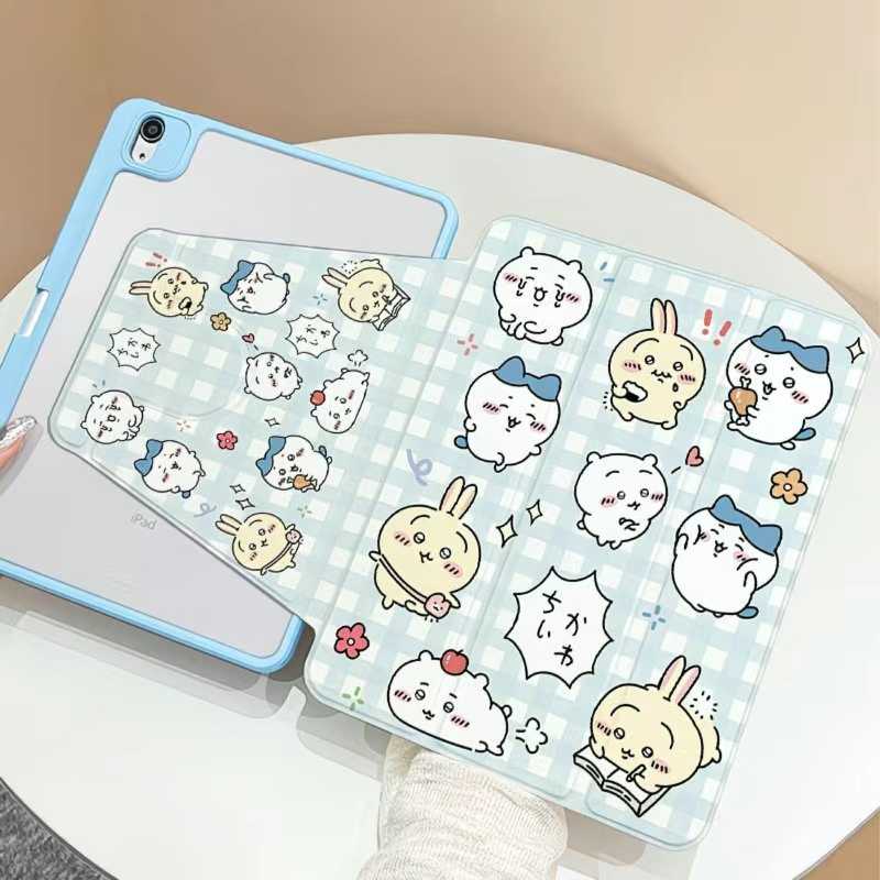 CHIikawa iPad Case 9th/10th/11th Gen – Rotating Acrylic Cover with Pencil Holder for iPad Mini 7, Air 7/6/5, and Pro Series