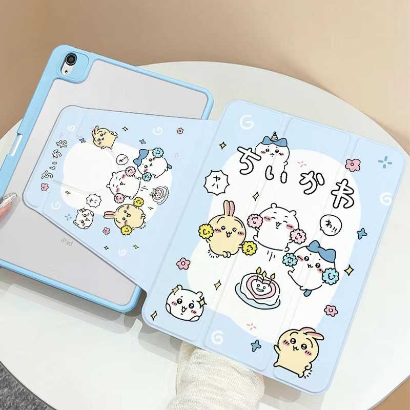 CHIikawa iPad Case 9th/10th/11th Gen – Rotating Acrylic Cover with Pencil Holder for iPad Mini 7, Air 7/6/5, and Pro Series