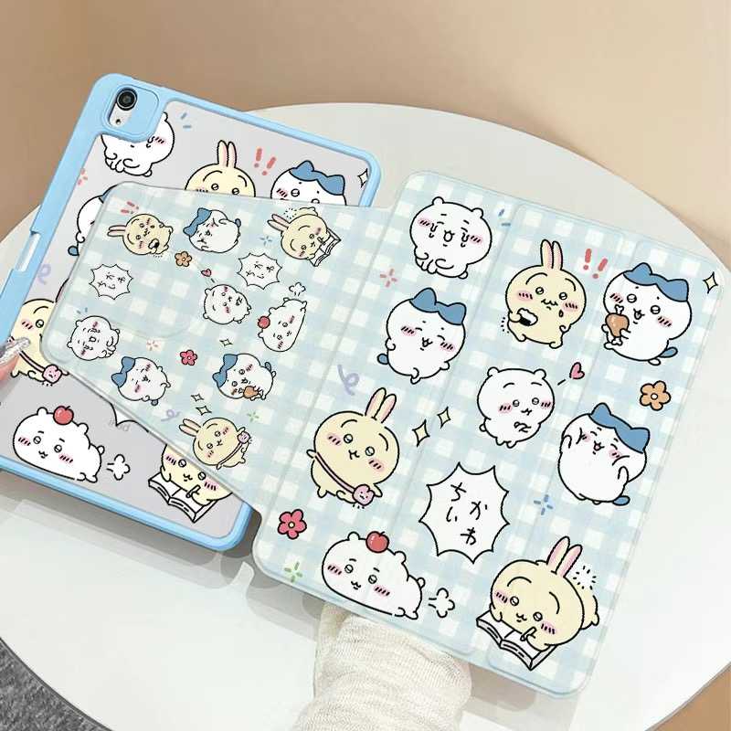 CHIikawa iPad Case 9th/10th/11th Gen – Rotating Acrylic Cover with Pencil Holder for iPad Mini 7, Air 7/6/5, and Pro Series