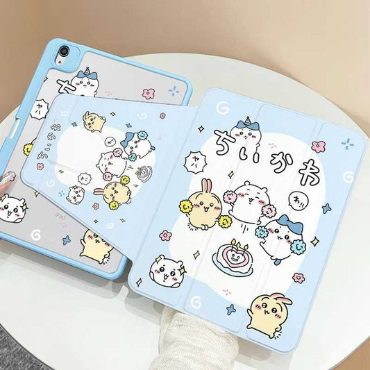 CHIikawa iPad Case 9th/10th/11th Gen – Rotating Acrylic Cover with Pencil Holder for iPad Mini 7, Air 7/6/5, and Pro Series