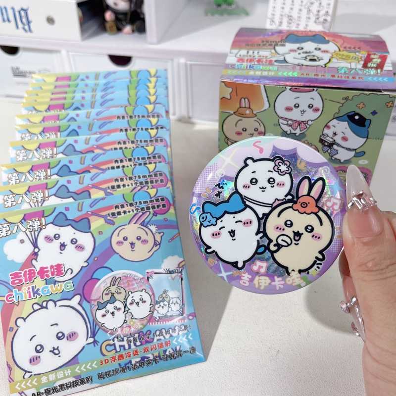 Chiikawa AR Glow Double Flash Laser Badge Blind Box – Hachiware & Usagi Anime Pins Collection